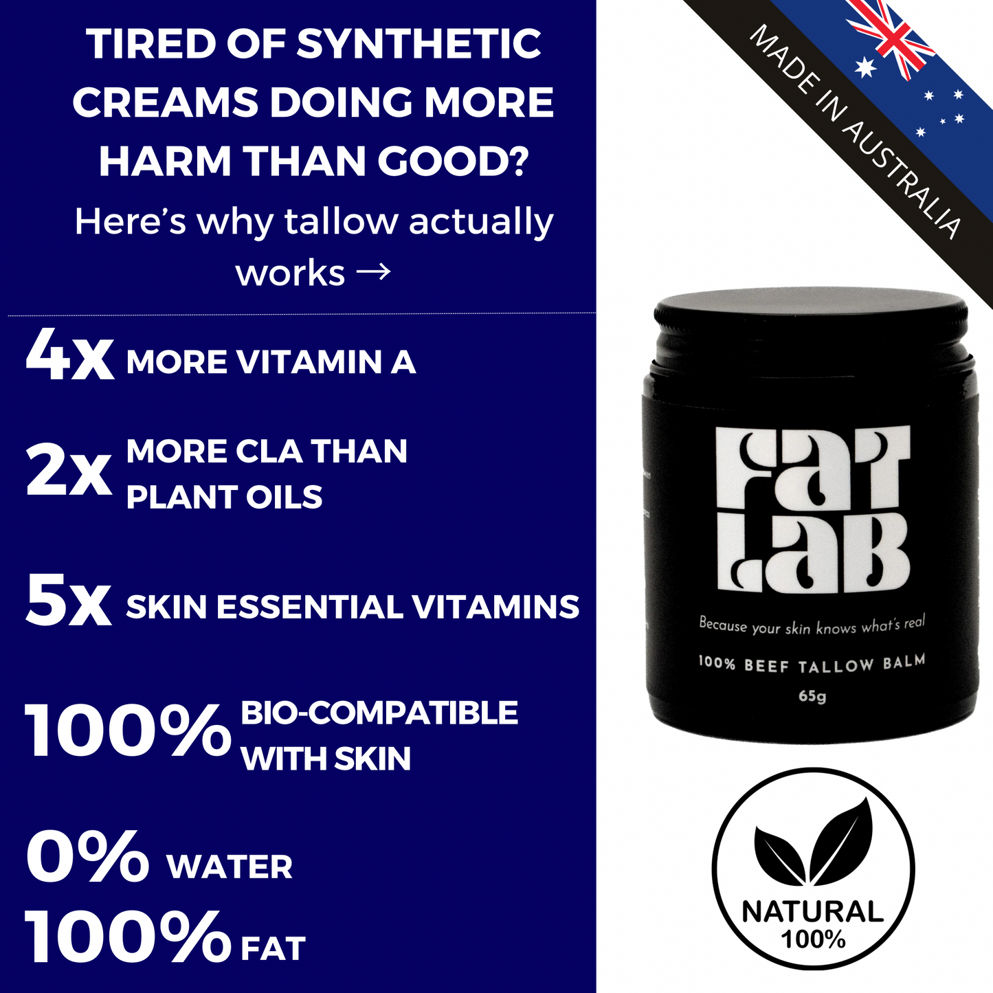 Pure Tallow Glow: 100% Beef Tallow Moisturiser