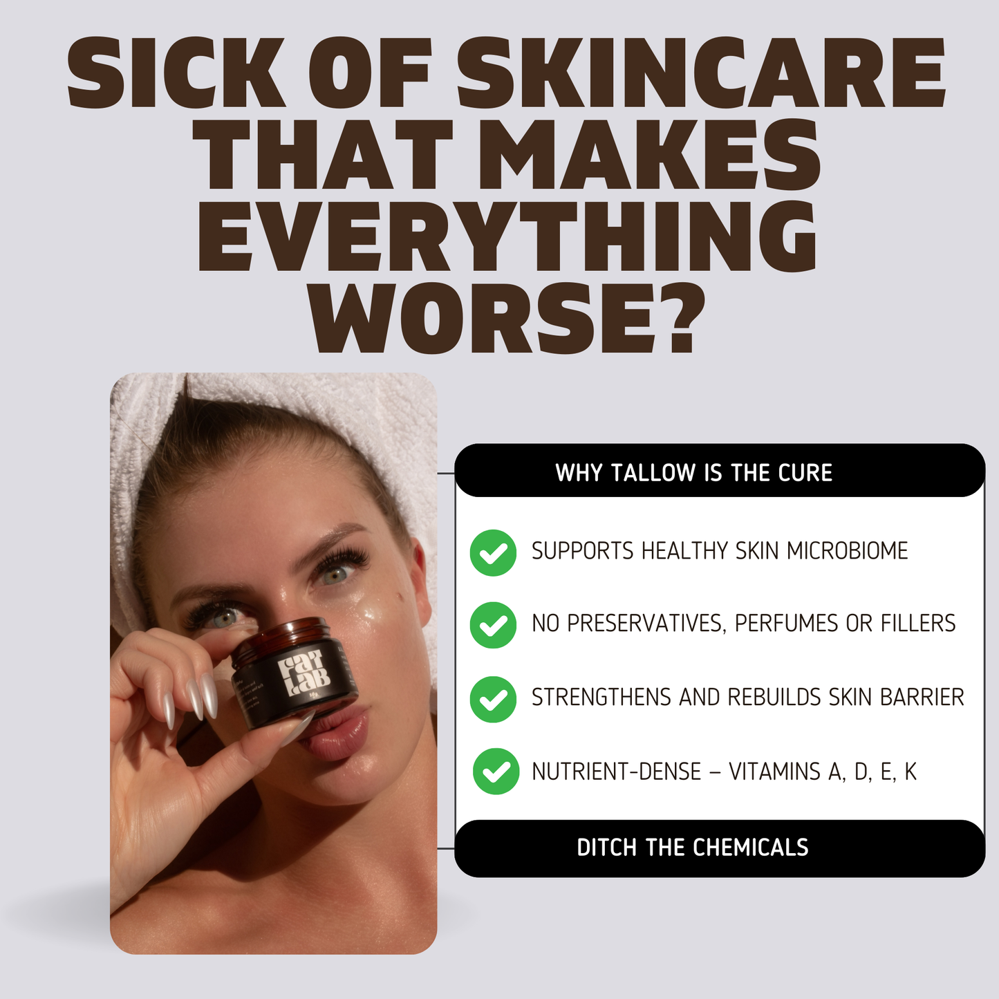 A list of the benefits of beef tallow skincare