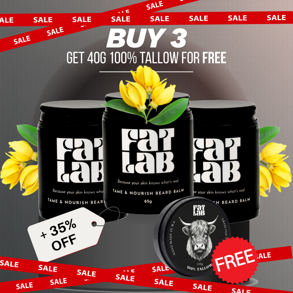 Tame & Nourish Beard Balm: 3 Month Supply Bundle (35% Off + Free Pure Tallow Glow 40g Jar)