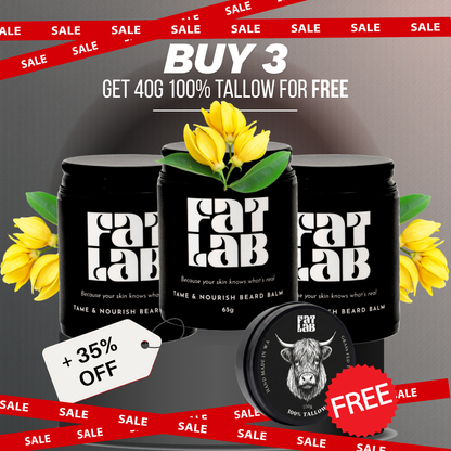 Tame & Nourish Beard Balm: 3 Month Supply Bundle (35% Off + Free Pure Tallow Glow 40g Jar)