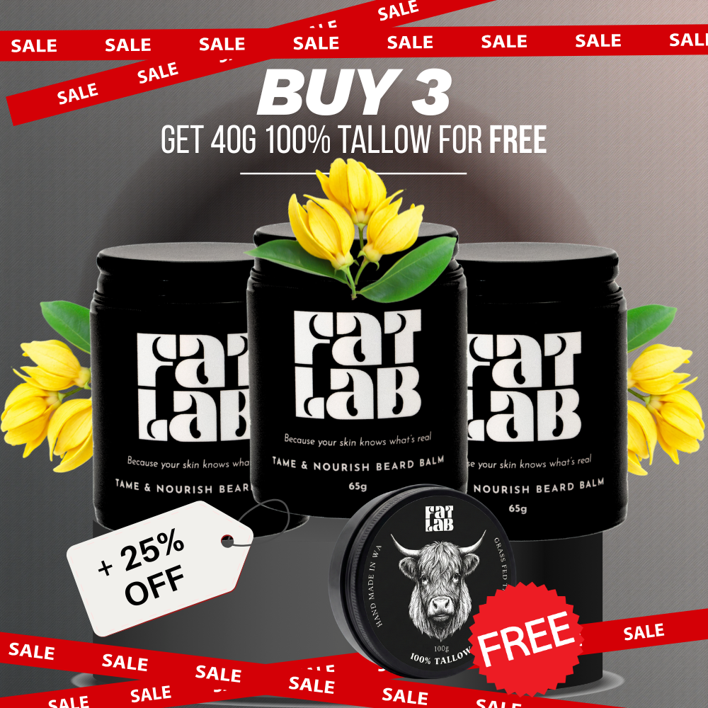 Tame & Nourish Beard Balm: 3 Month Supply Bundle (25% Off + Free Pure Tallow Glow 40g Jar)