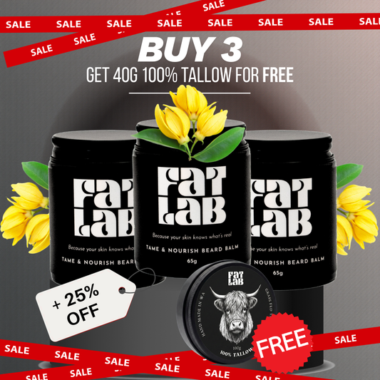 Tame & Nourish Beard Balm: 3 Month Supply Bundle (25% Off + Free Pure Tallow Glow 40g Jar)