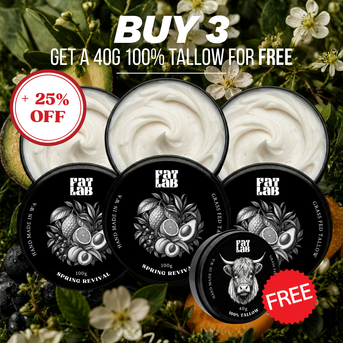 Spring Revival Limited Edition: 3 Month Supply Bundle (25% Off + Free Pure Tallow Glow 40g Jar)