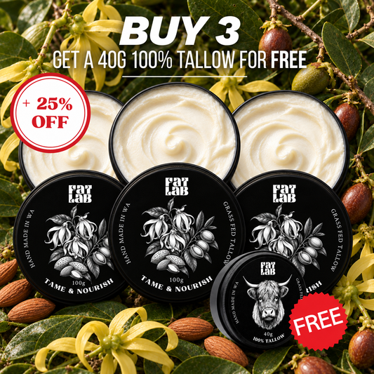 Tame & Nourish Beard Balm: 3 Month Supply Bundle (25% Off + Free Pure Tallow Glow 40g Jar)