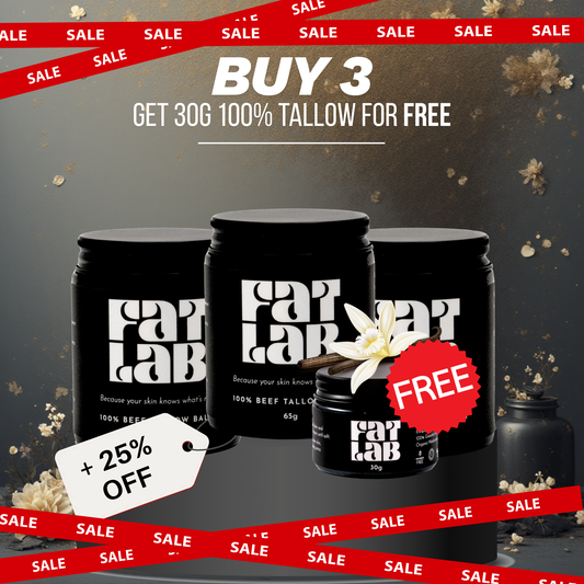 Pure Tallow Glow: 100% Beef Tallow Moisturiser: 3 Month Supply Bundle (25% Off + Free Vanilla Infused 100% Tallow 30g Jar)
