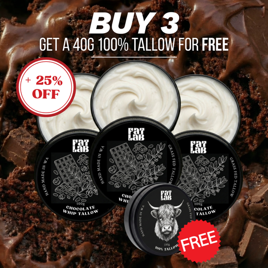 Chocolate Whip Tallow: 3 Month Supply Bundle (25% Off + Free Pure Tallow Glow 40g Jar)